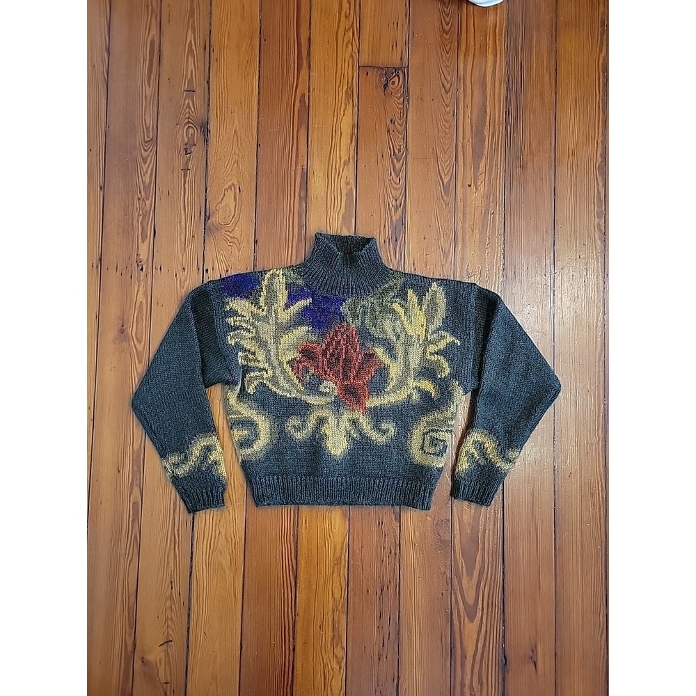 Linda Allard Ellen Tracy Womens L Vintage Mohair Blend Mock Neck Sweater  90s